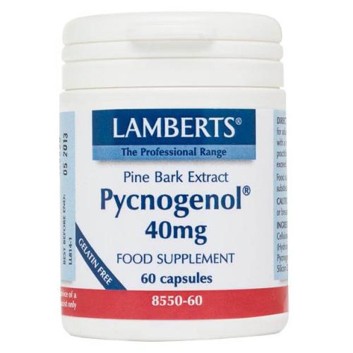 Lamberts Pycnogenol 40mg Συμπλήρωμα Διατροφής με Εκχύλισμα από το Φλοιό του Πεύκου Maritime 60caps